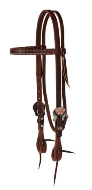 Working Tack Headstall with Flower Hardware - Brow Band