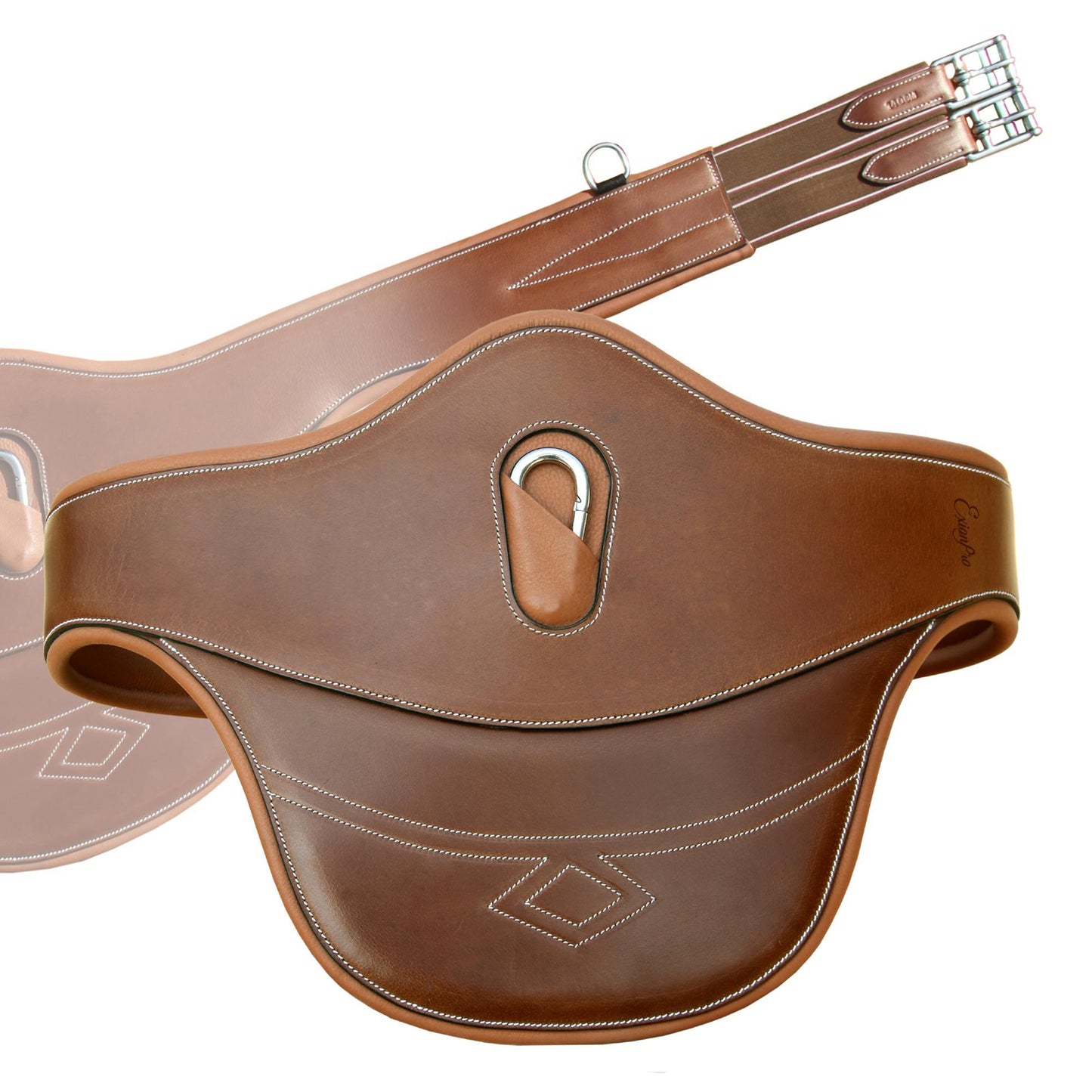 ExionPro Thick Lined Fancy Belly Guard Girth with Leather/Sheepskin Padding and Snap Hook - Matching Elastic