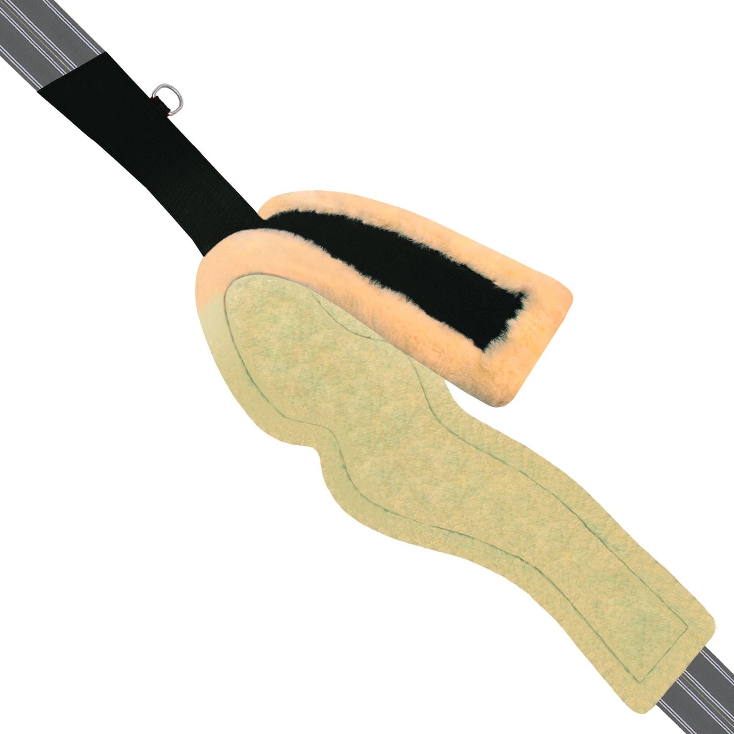 ExionPro Wave Over Lay Girth with Leather/Sheepskin Padding - Grey Elastic with White Lines