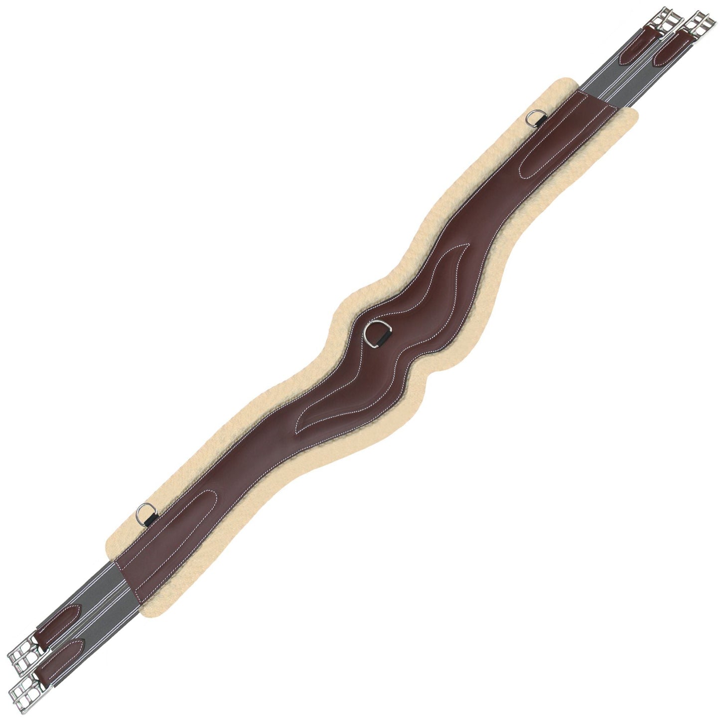 ExionPro Wave Over Lay Girth with Leather/Sheepskin Padding - Grey Elastic with White Lines