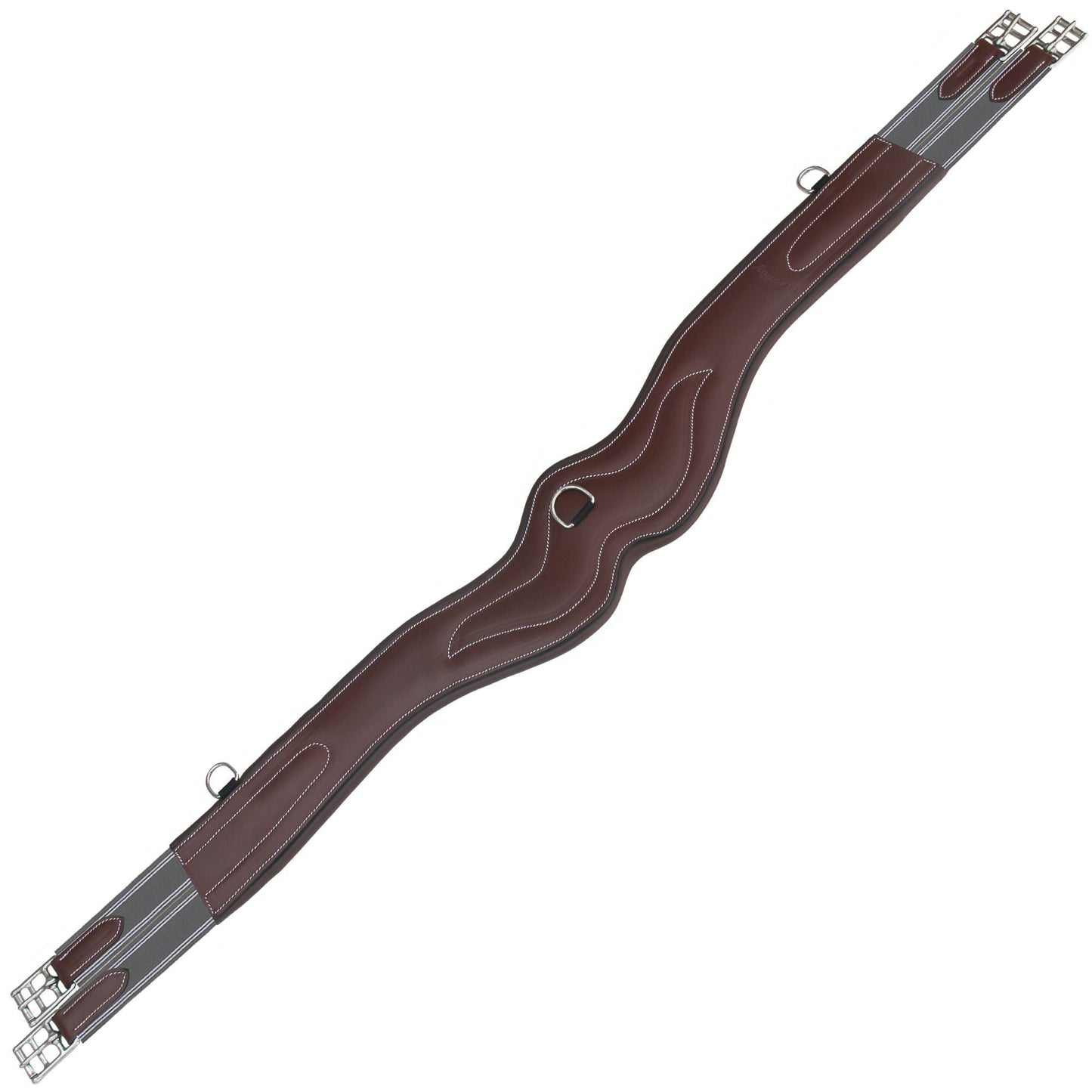 ExionPro Wave Over Lay Girth with Leather/Sheepskin Padding - Grey Elastic with White Lines