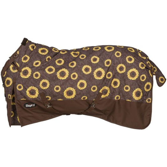 Tough-1 1200D Pony Sunflower Print Turnout Blanket with Snuggit