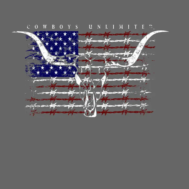 Cowboys Unlimited - Barbwire Flag T-Shirt