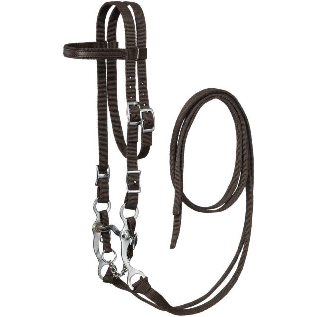 King Series Nylon Pony Browband Bridle with Leather Overlay