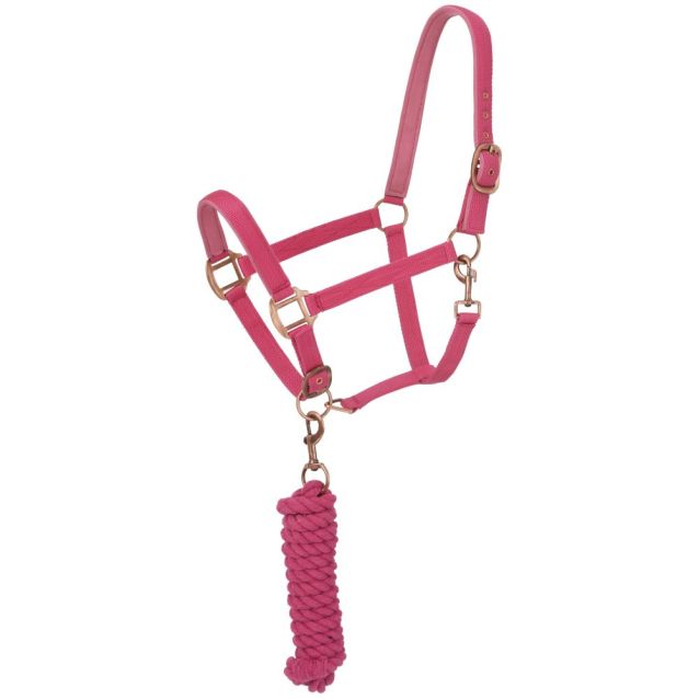 Tough-1 Padded Horse Halter with Antique Hardware and Lead Rope