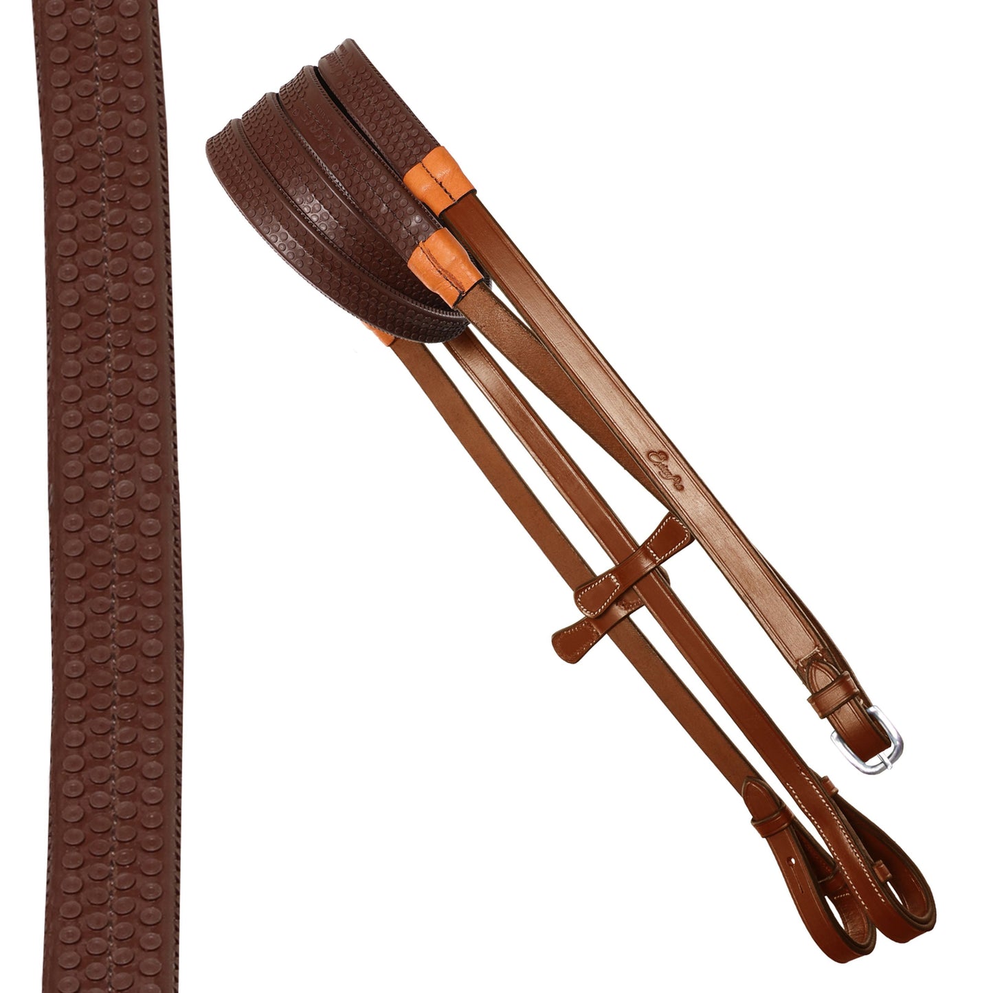 ExionPro Rubber Reins with Leaf Style Martingale Stoppers