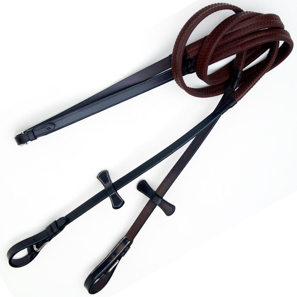 ExionPro Rubber Reins with Leaf Style Martingale Stoppers