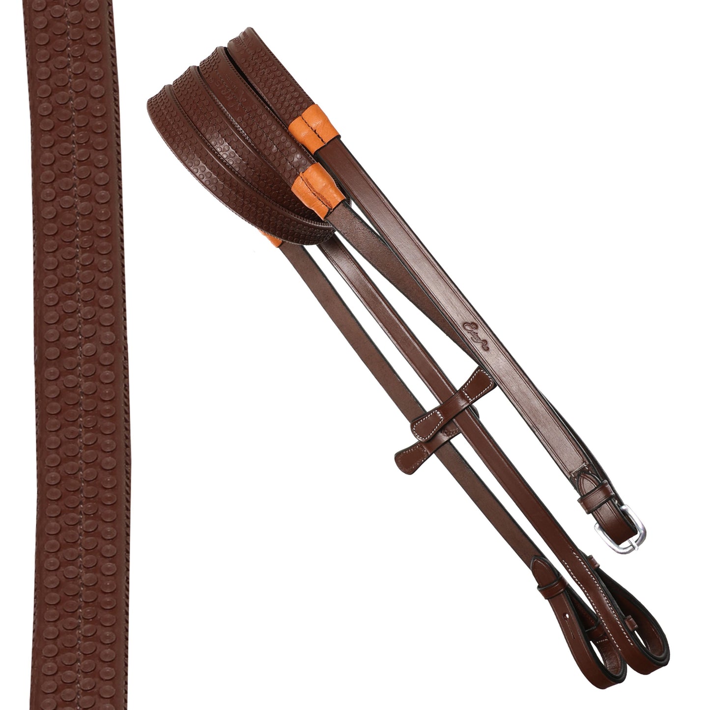 ExionPro Rubber Reins with Leaf Style Martingale Stoppers