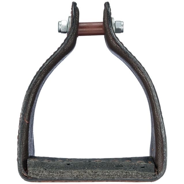 Tough1 Leather Covered Endurance Stirrups - Narrow Neck