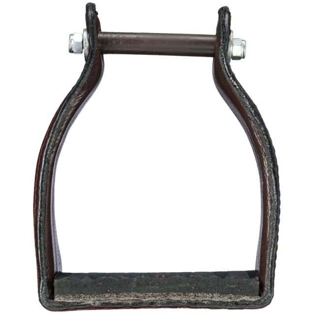 Tough1 Leather Covered Endurance Stirrups - Wide Neck