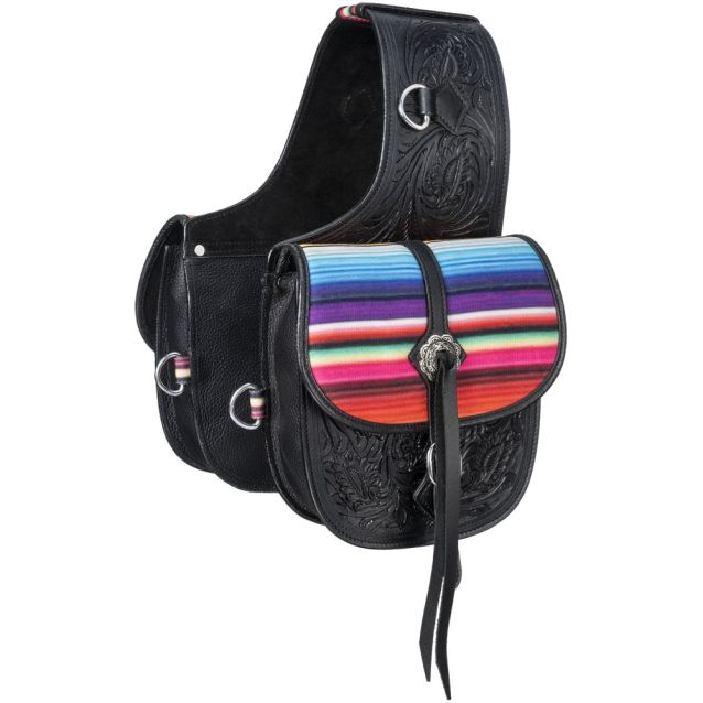 Tough-1 Black Serape Leather Saddle Bag