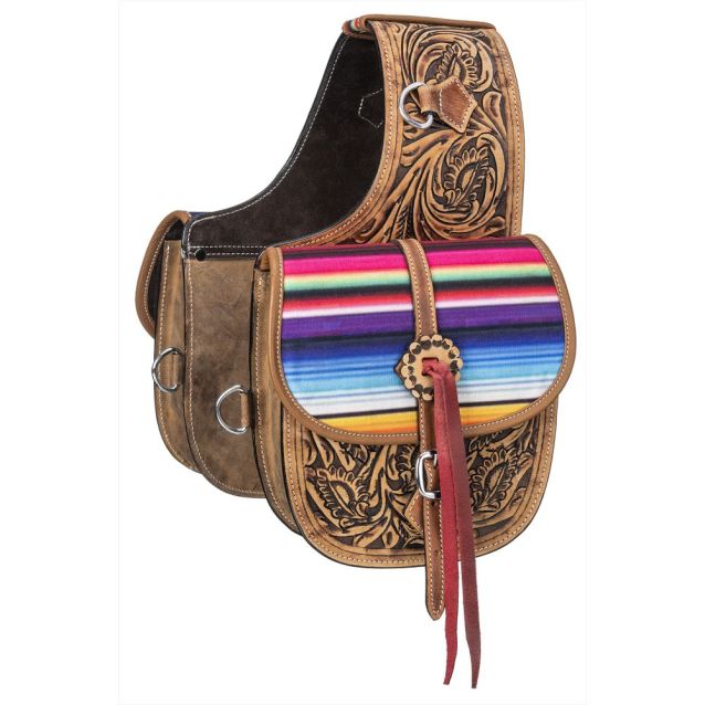 Tough-1 Antique Serape Leather Saddle Bag