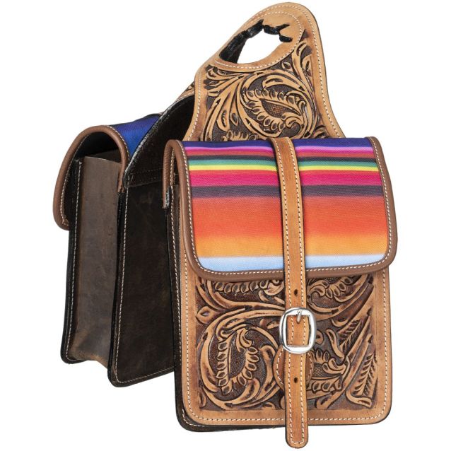 Tough-1 Black Antique Serape Leather Horn Bag