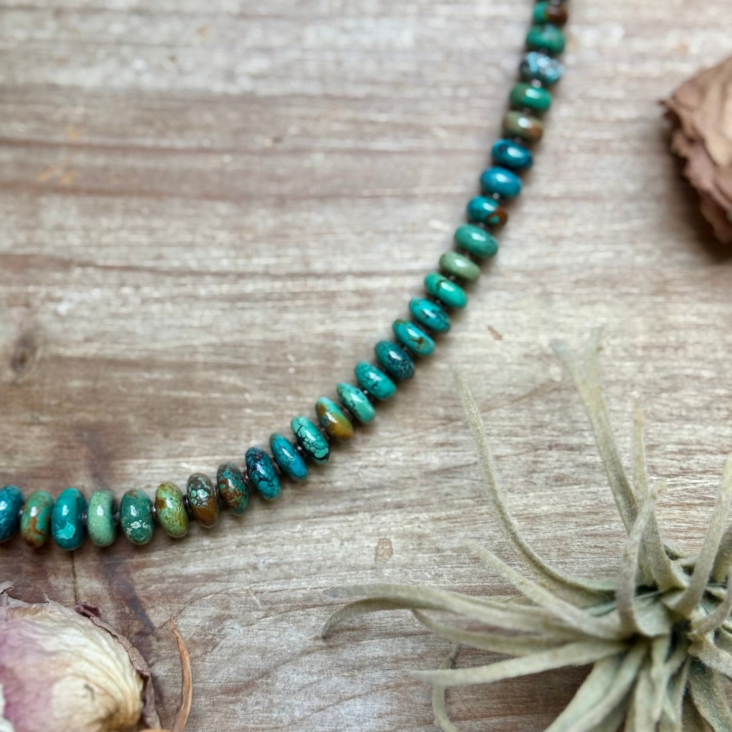 Graduated Turquoise & Brown Shell Necklace โ 23"
