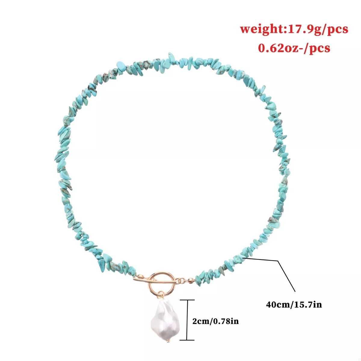 Turquoise Irregular Pearl Necklace
