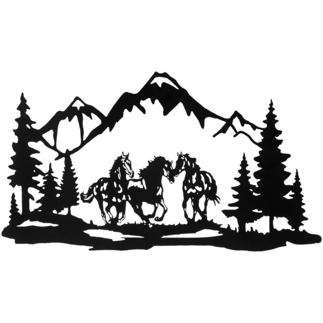 Galloping Horses Mountain Scene Wall Art