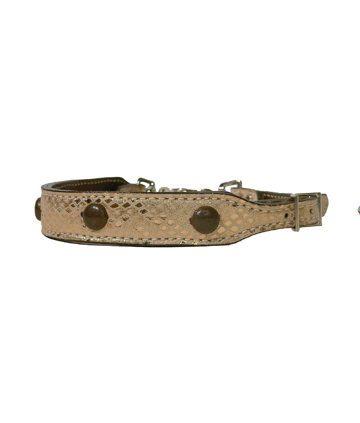 200-MYSTIC Wither strap chocolate leather mystic overlay with spots