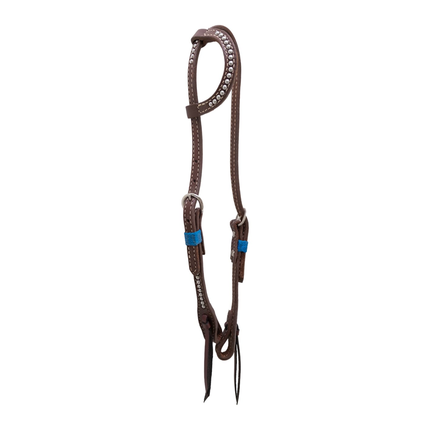 2070HTP 5/8" Flat one ear headstall heavy oiled harness leather with loops and spots