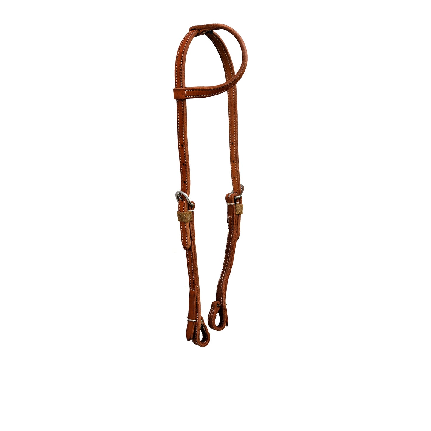 2370 1/2" Flat one ear headstall harness leather with quick change cheeks and braided loops