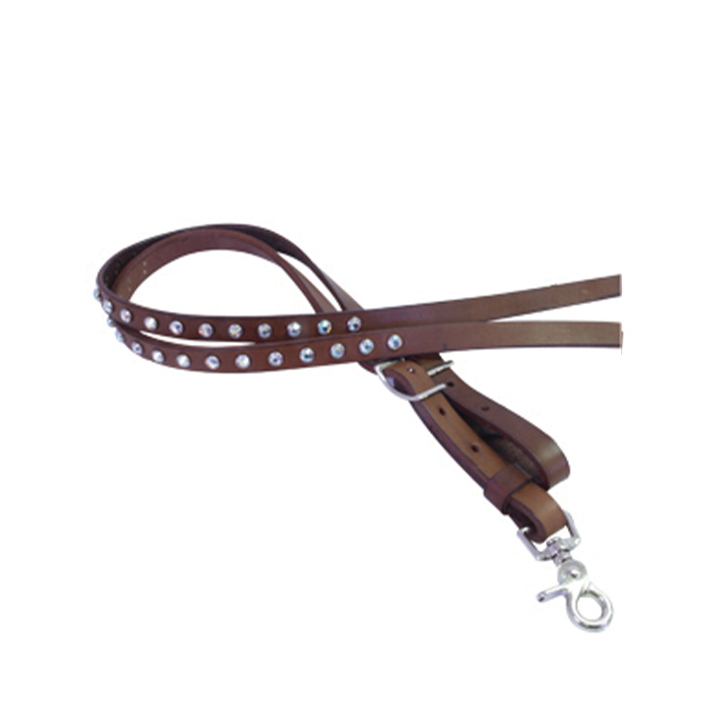 790-CHJ 5/8" Roping rein chocolate leather with crystals