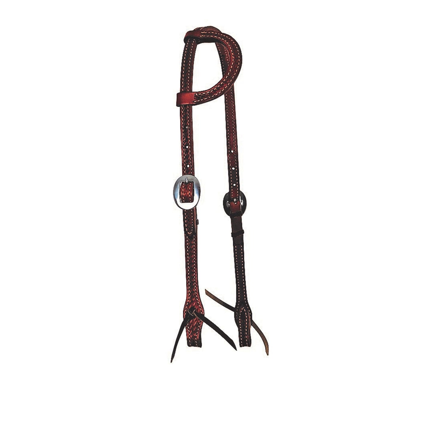 E-2070-CK Elite flat one ear headstall toast leather basket tooled