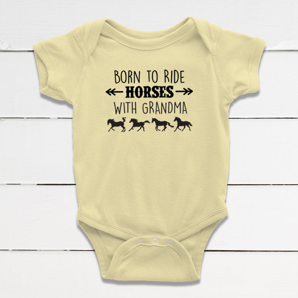 Born to Ride Horses with Grandma Baby Bodysuit