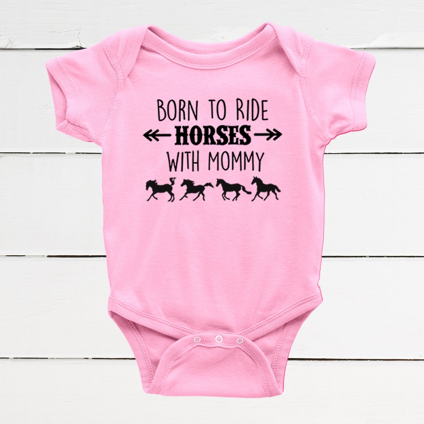 Born to Ride Horses with Mommy Baby Bodysuit