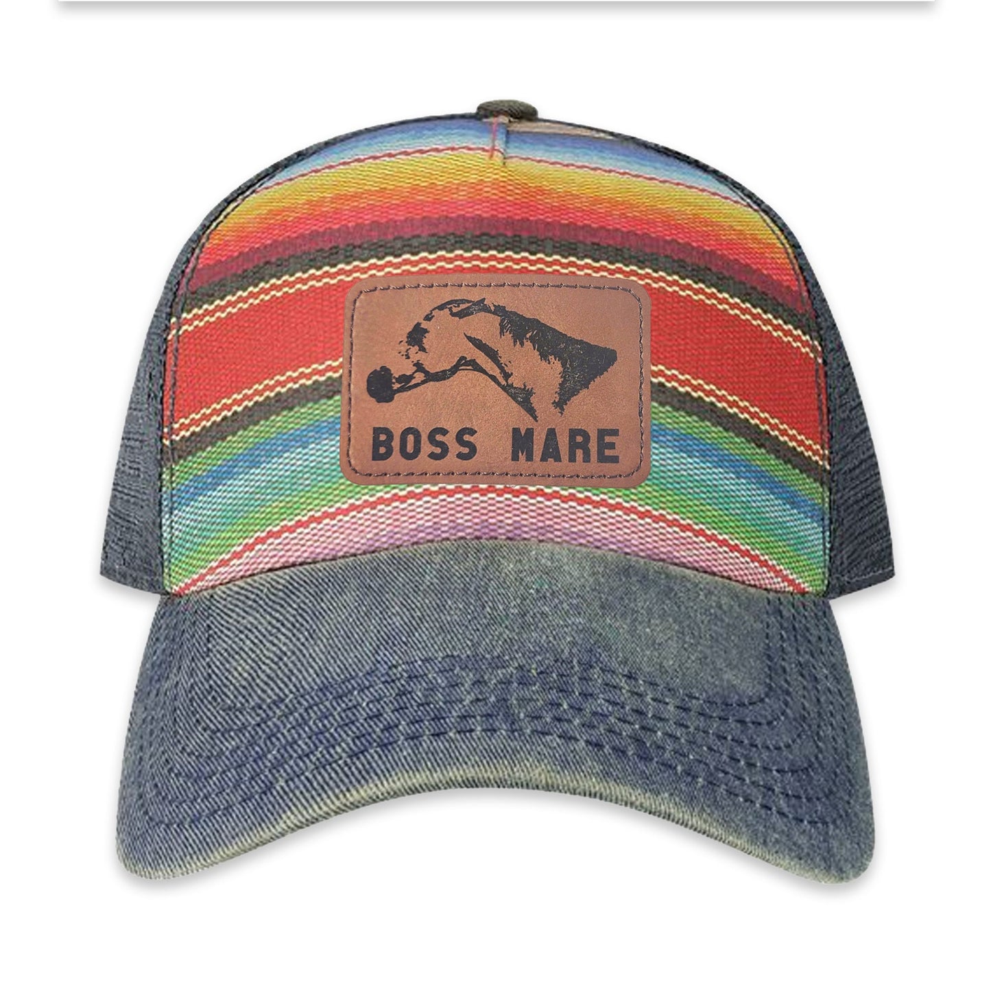 The Boss Mare Logo Leather Patch Hat - Serape