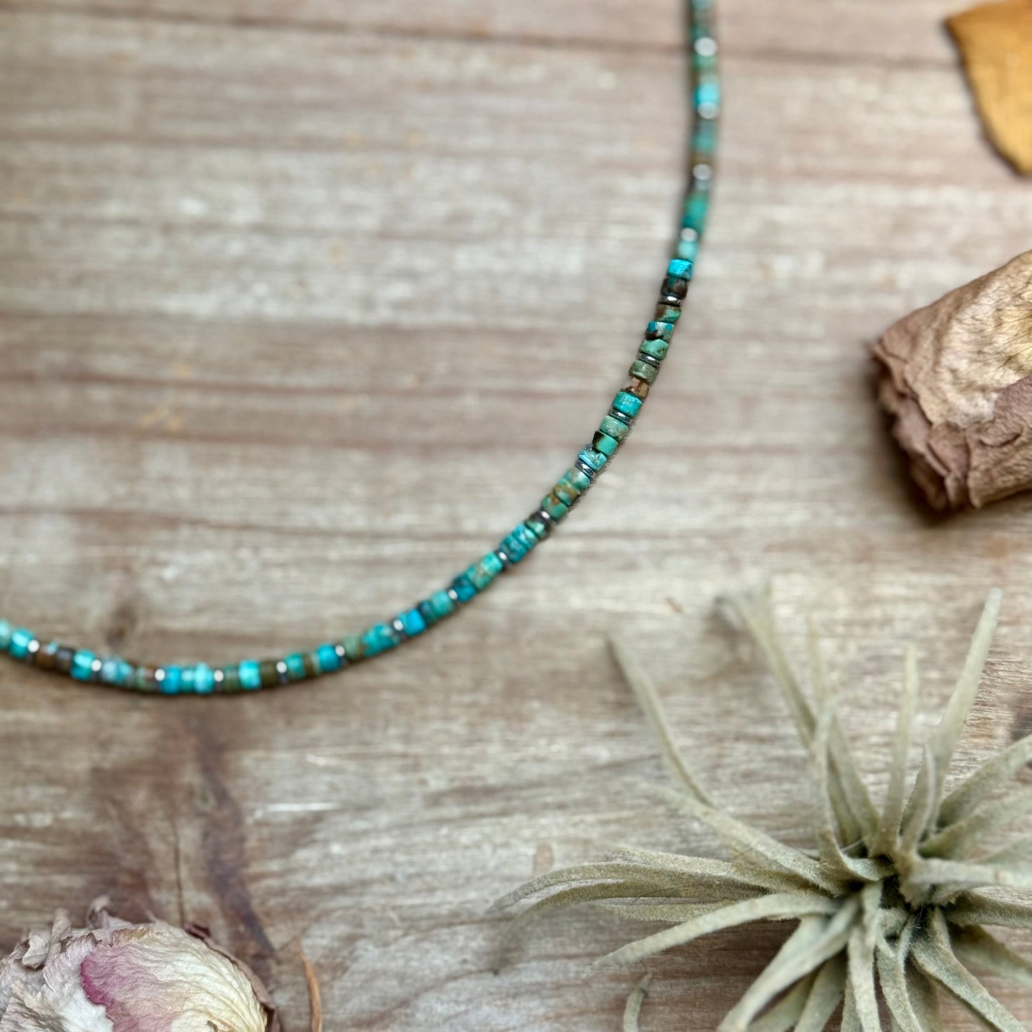 Turquoise Heishi & Hematite Necklace โ 18"