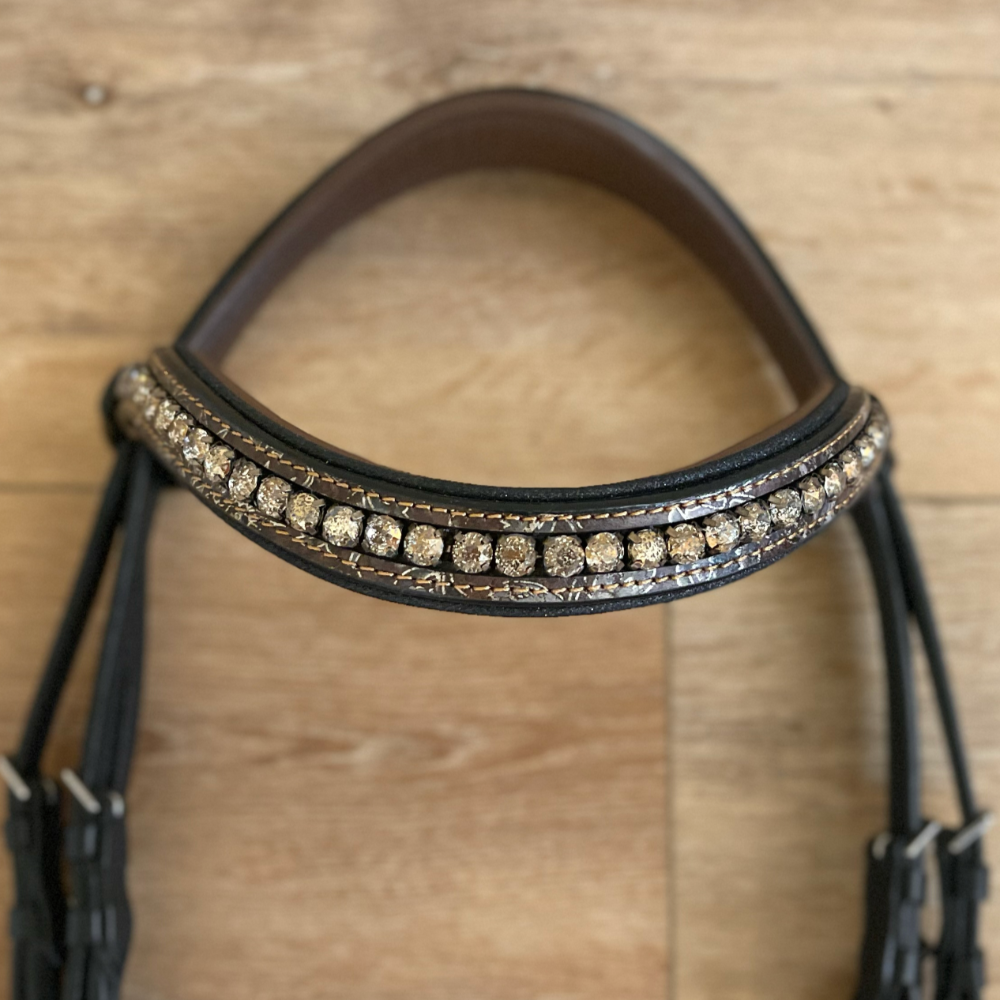 Baroque Black Snaffle Bridle with Light Brown Padding