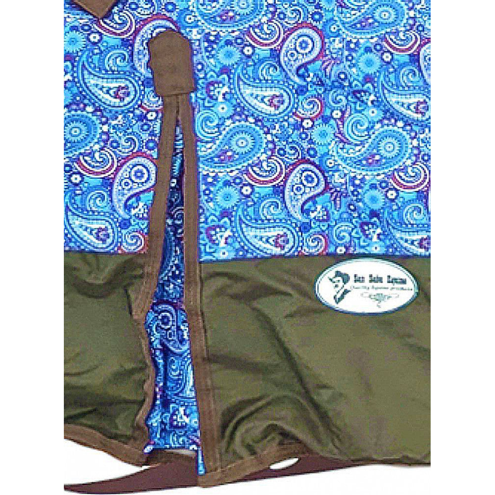 E600 Turnout Blanket - TURQUOISE PAISLEY w/ BROWN TRIM