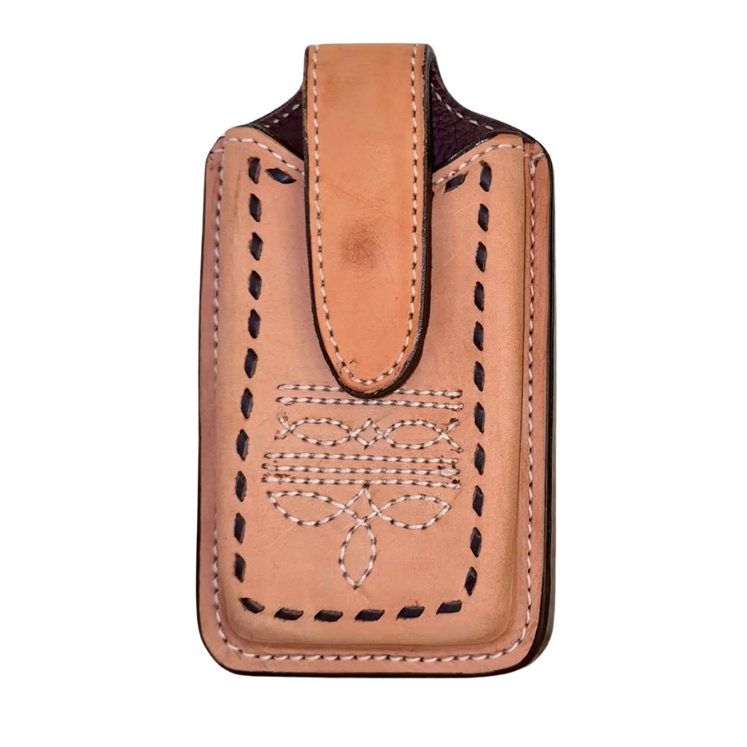 Golden Cowboy Stitch Cell Phone Holster