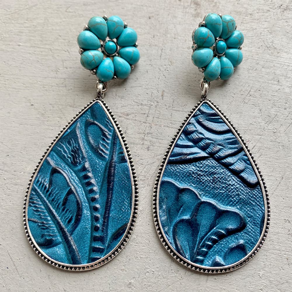 Turquoise Flower Teardrop Earrings - 3 Styles