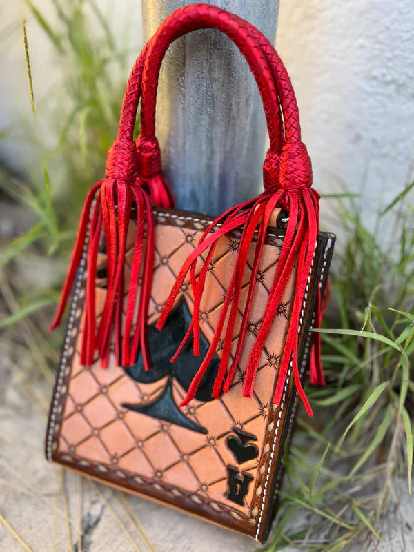 Card Handbag- Red Ace Tassel
