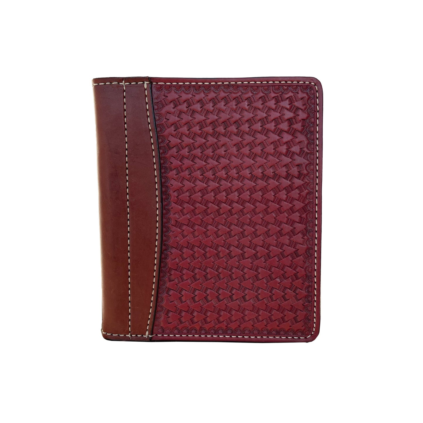 Mini portfolio pink leather arrow tooling