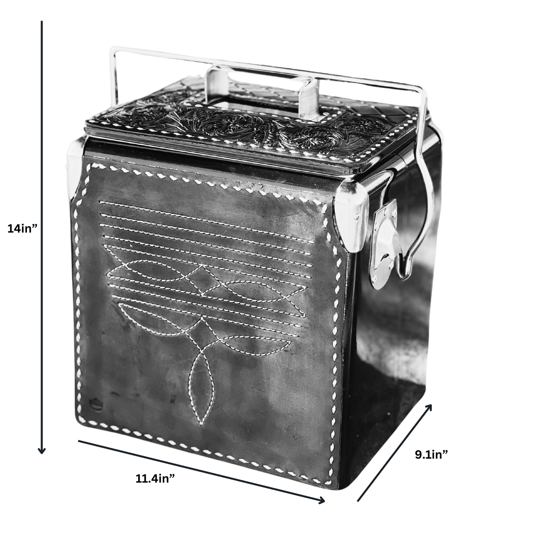 Retro BLACK Cowboy Stitch Cooler