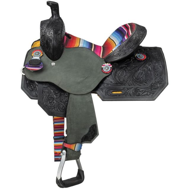 Silver Royal Youth Serape Print Barrel Saddle
