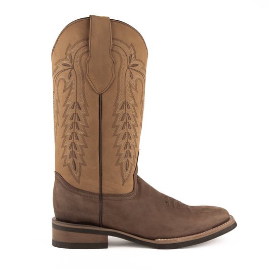 Men's Ferrini Square Toe - Chocolate with Antique Saddle Brown