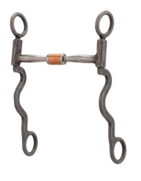 Pro Series Long 8-1/4" Cheek Horse Bit, Buffed Black - 5" Sweet Copper Roller