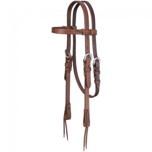 Pony Harness Leather Brow band Headstall with Tie Ends