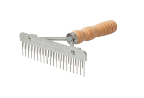 Mini Fluffer Comb, Wood Handle, Stainless Steel Blade