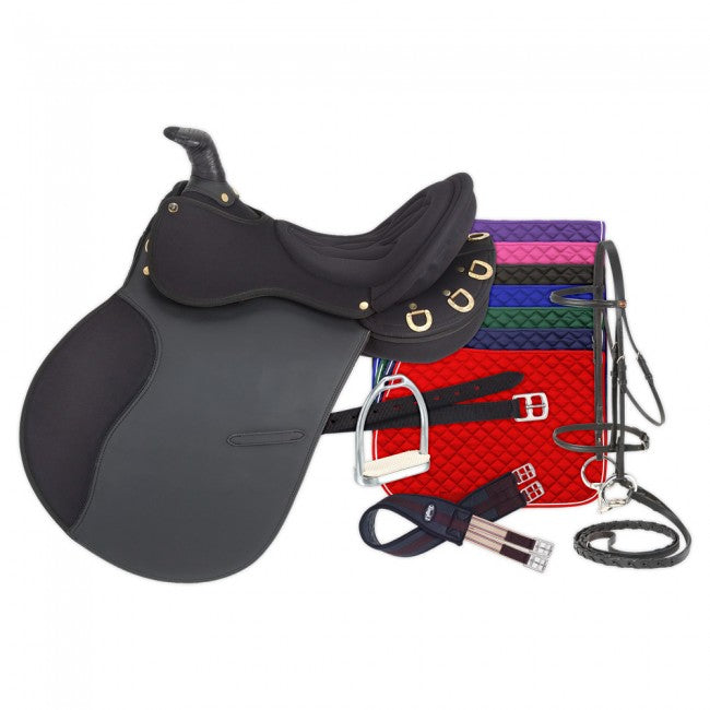 Eclipse by Tough 1 Pro Am Trail Saddle with Horn 6 Piece Package