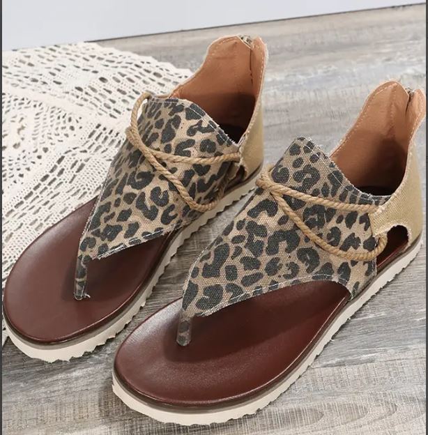 Leopard Print Flat Sandals