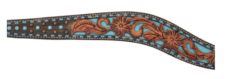 Bronco Blue Texas Flower Breast Collar by Circle Y