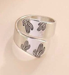 Engraved Adjustable Rings -Cactus