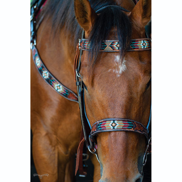 Circle Y Distressed Southwestern Beaded Inlaid Headstall