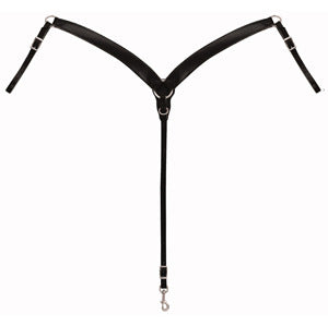 Black Leather Contoured Ring-in-Center Breast Collar