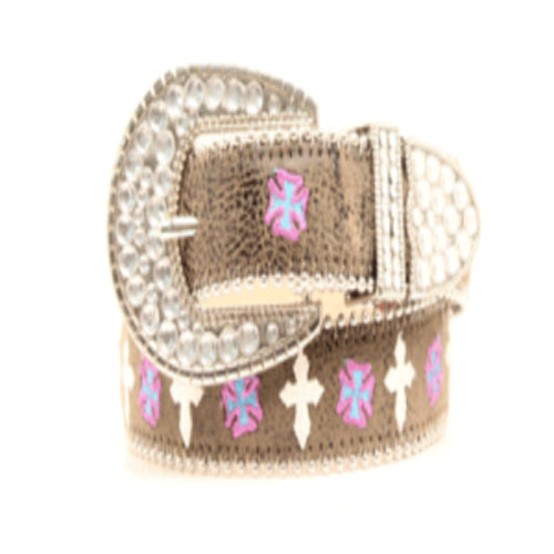 Nocona Girls Belt Multi Colored Crosses