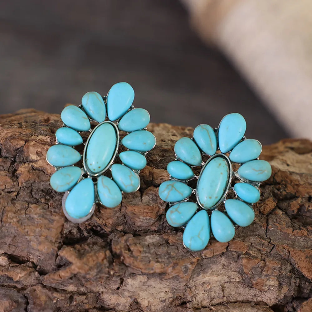 Flower Shape Turquoise Earrings