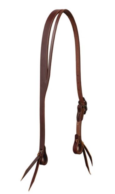 Working Tack Headstall with Buffed Brown Flower Hardware - Split Ear